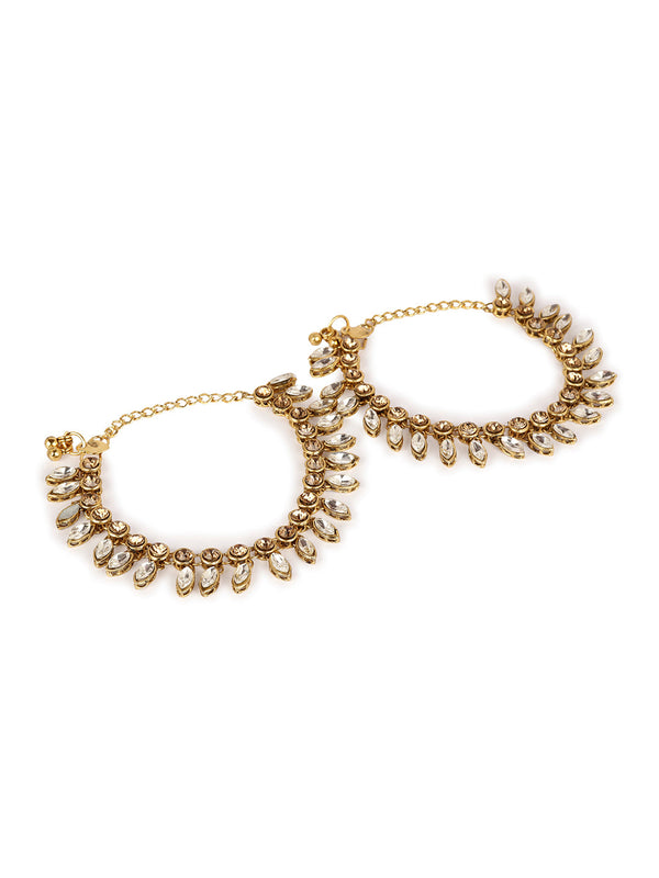 Women's/Girls Gold Plated Designer Kundan Anklet for Bridals - Anikas Creation