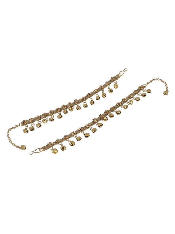 Women's Gold Plated Traditional Ghungroo Anklet/ Payal For Bridals - Anikas Creation