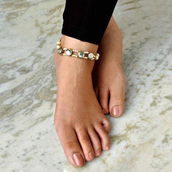 Women's PEARL BAR ANKLET - BeAbhika