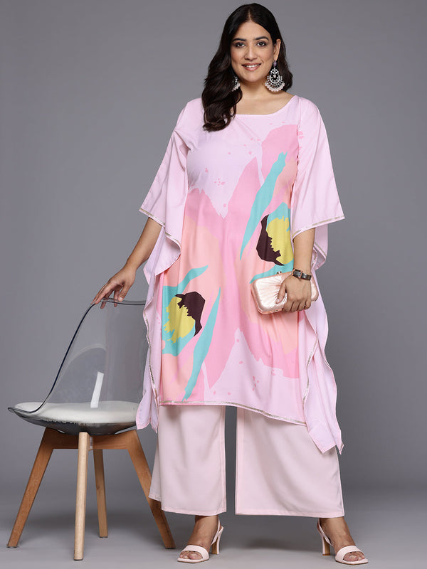 Plus Size Printed Gotta Patti Kurta With Palazzos