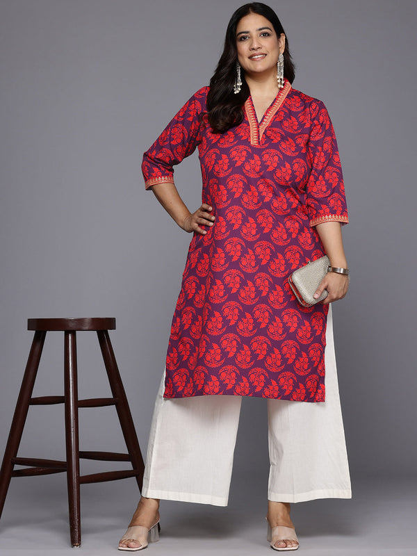 Plus Size Floral Printed Floral Crepe Kurta