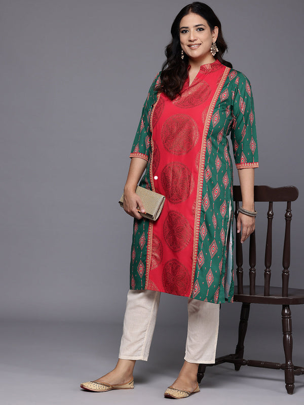 Plus Size Ethnic Motifs Printed Crepe Kurta