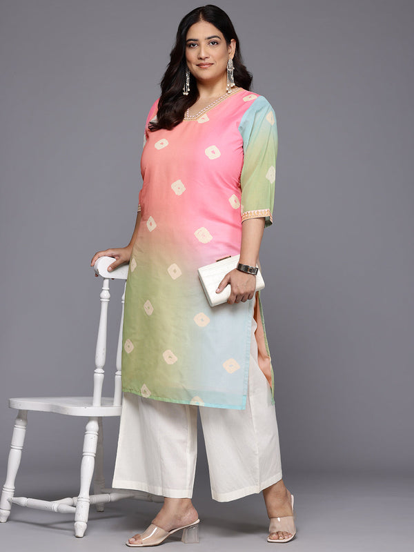 Plus Size Bandhani Printed Georgette Kurta