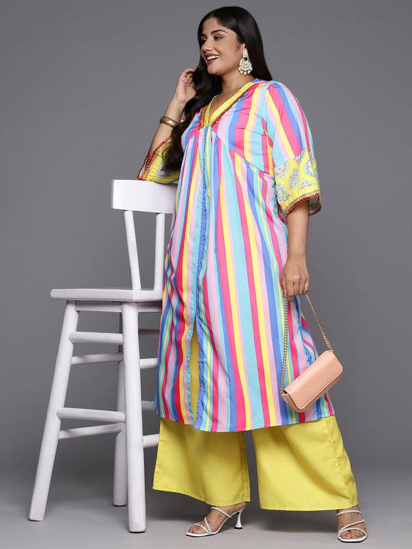 Jashvi Women Striped Regular Kurta with Palazzos