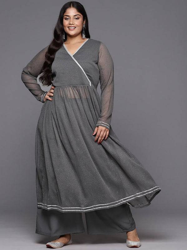 Jashvi Women Printed Angrakha Kurta with Palazzos