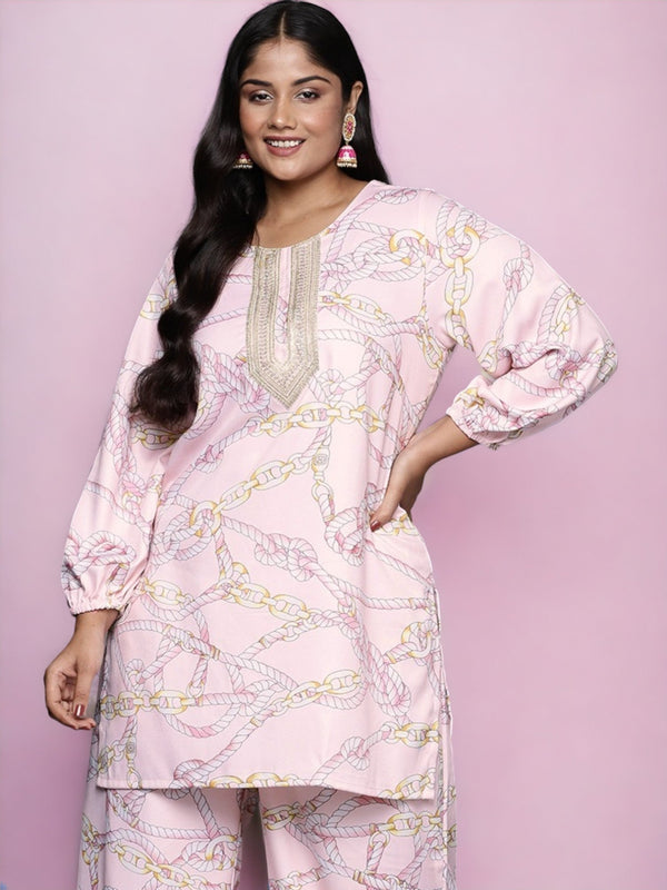 Plus Size Printed Zari Regular Tunic