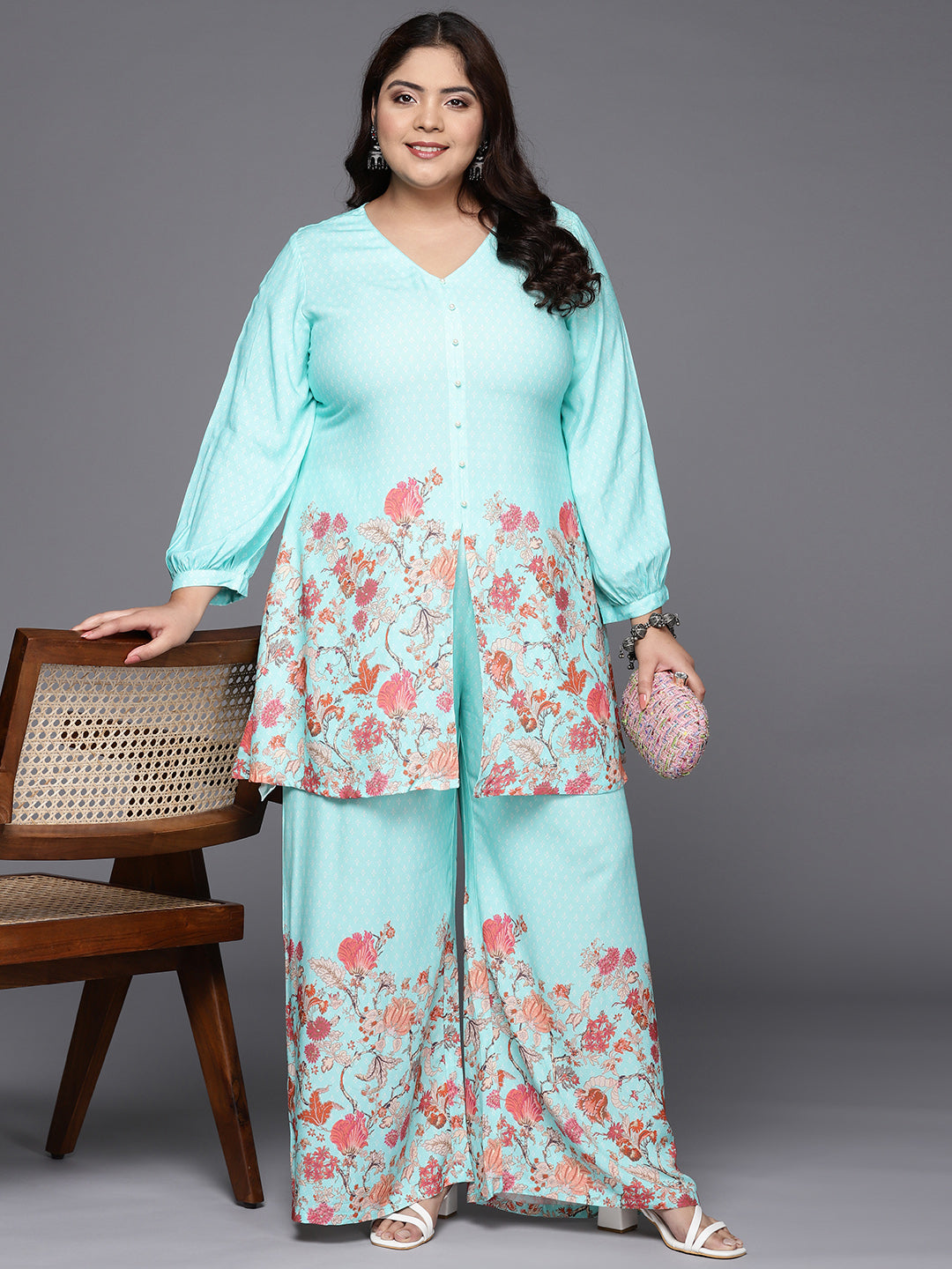 Women's Floral Printed Ethnic Co-Ords - Ahalyaa