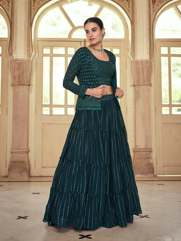 Women's Dark Green georgette Designer Suit-Myracouture