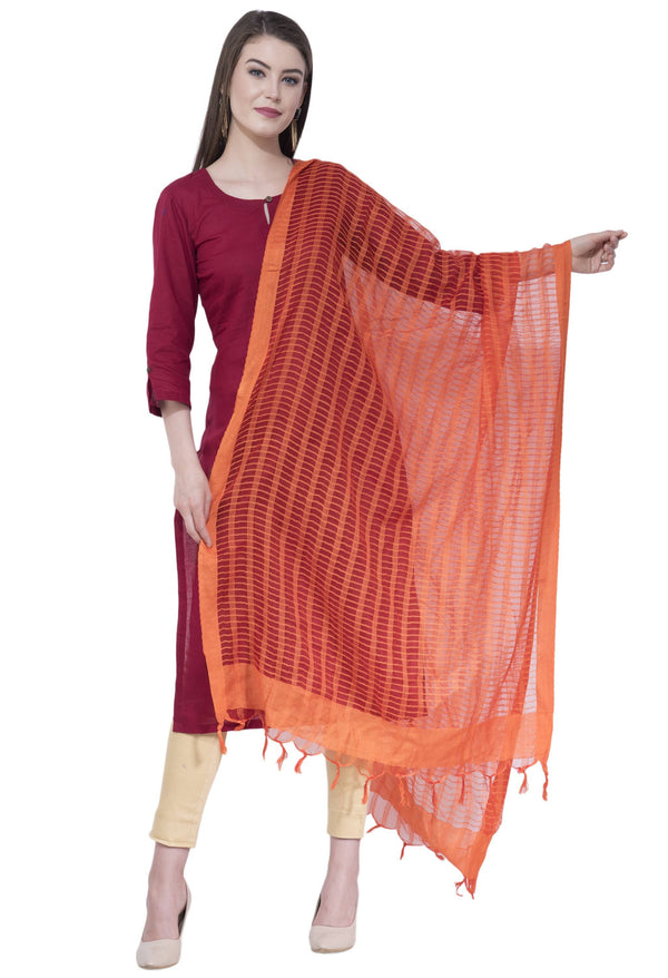 A R SILK Orange Color Regular Dupatta Dupattas and Chunnis