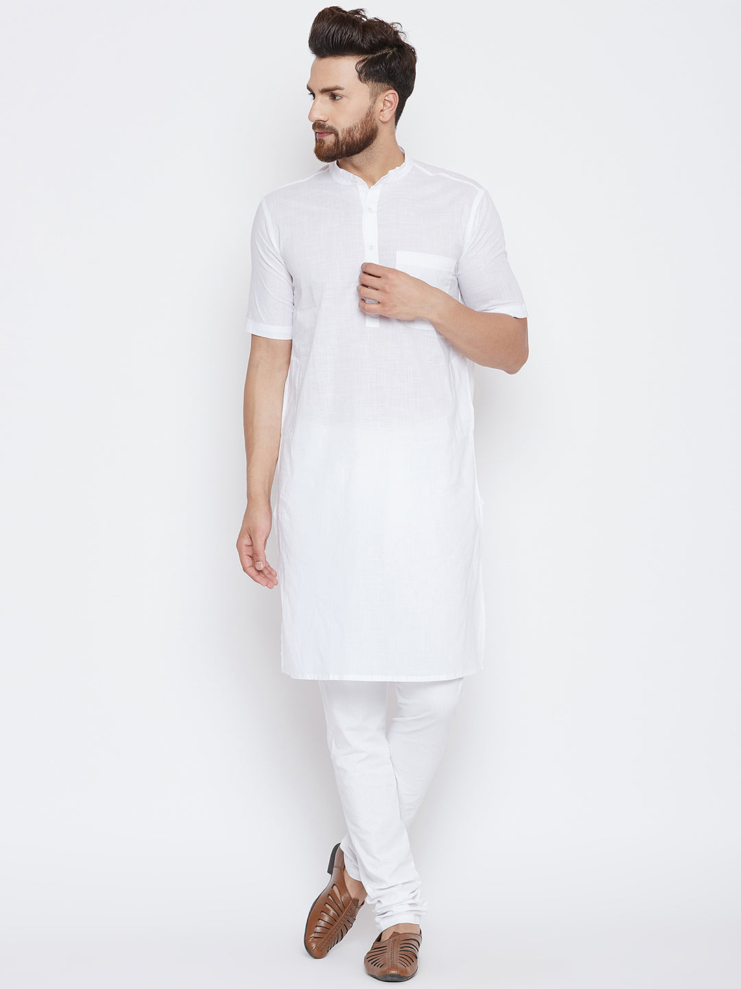 Men's Pure Cotton Kurta With Band Collar - Even Apparels