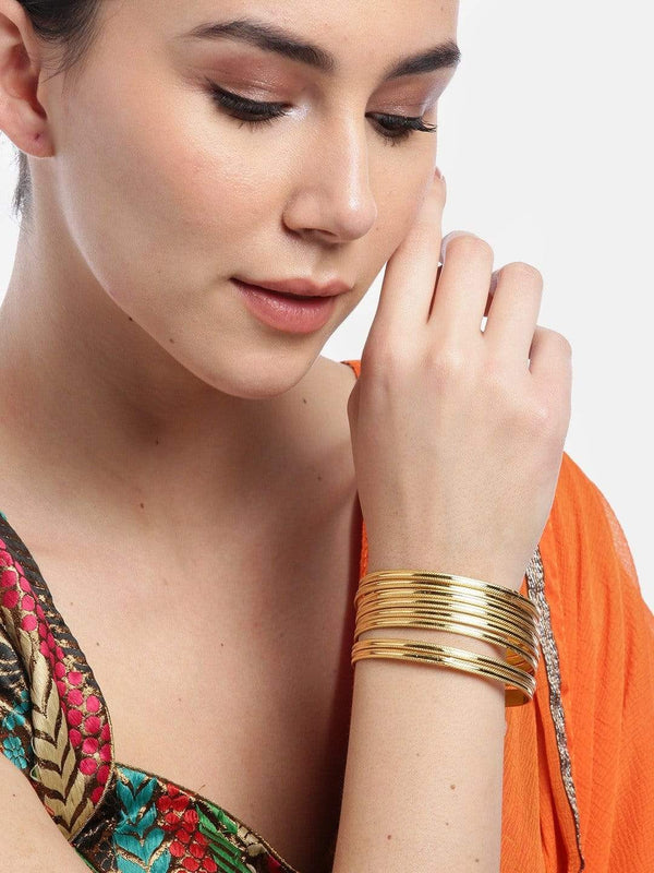 Women's Set of 8 Gold-Plated Bangles - Priyaasi