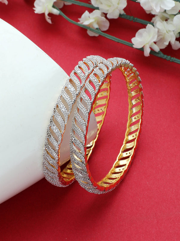 Women's Stylish Gold Plated American Diamond Trendy Bangles Set of 2 - Anikas Creation