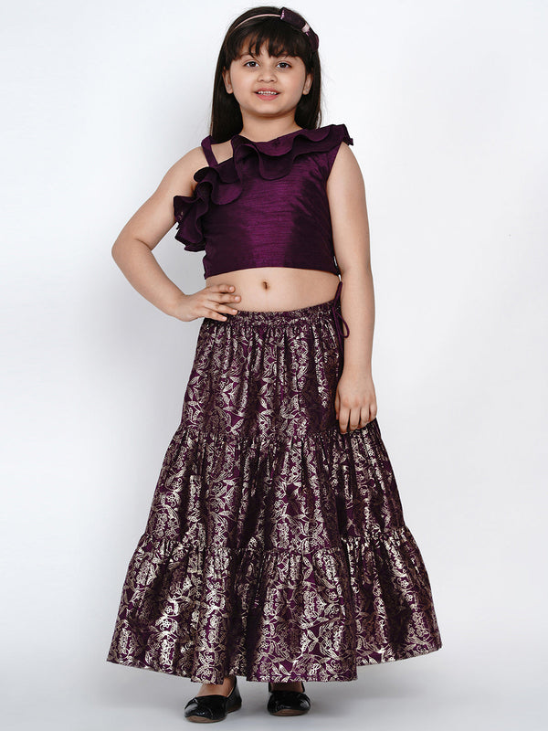 Jashvi Pink & Navy Blue Ready To Wear Lehenga With Blouse