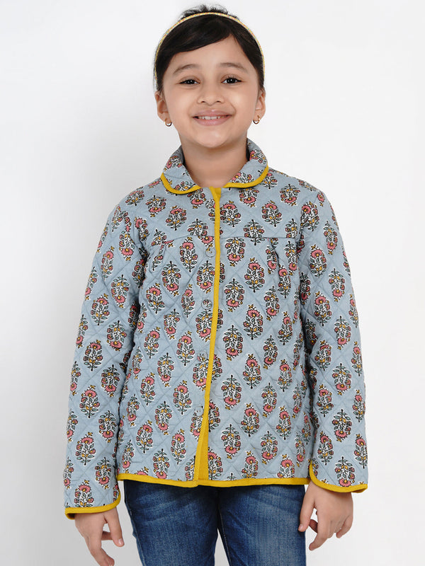 Jashvi  Girls Grey Printed Tailored Jacket