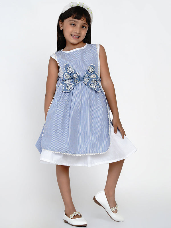 Girl's Blue Stripe Dress - Bitiya By Bhama