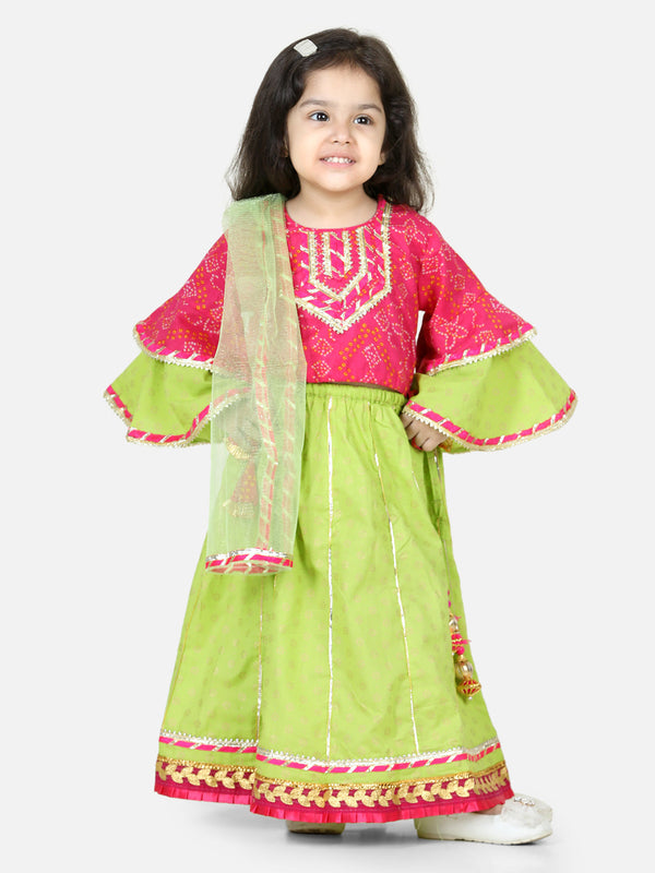 Girl's Cotton Pink Lehenga Sets - Bownbee