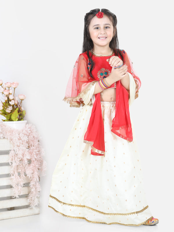 Girl's Silk Red Lehenga Sets - Bownbee