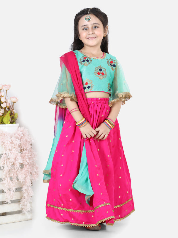 Girl's Silk Blue Lehenga Sets - Bownbee