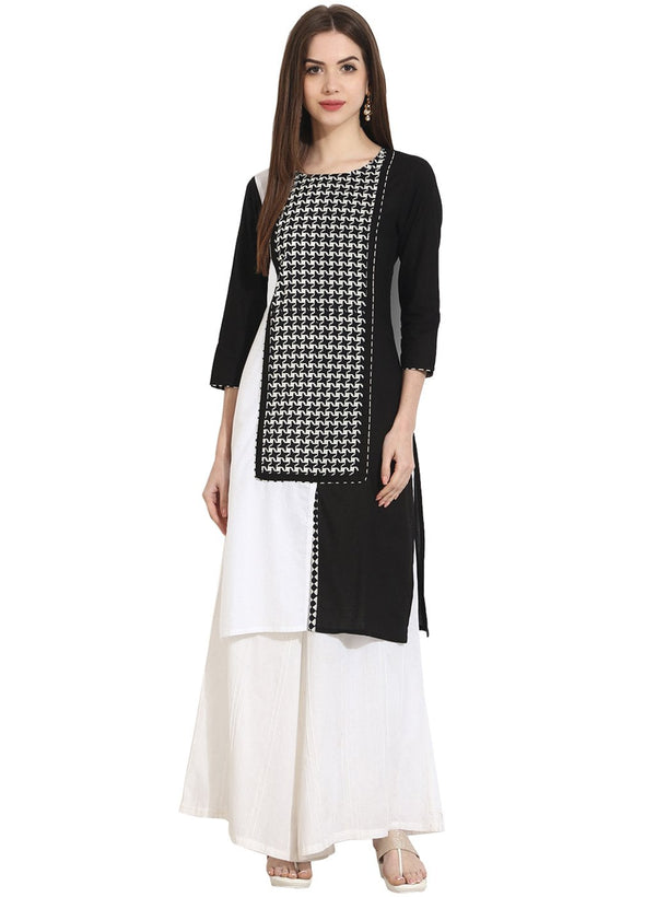 Women's Multi 3/4Th Sleeve Cotton Kurta - Nayo Clothing