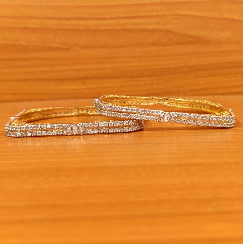 Women's Diamond Look Cz Studded Square Shaped Bangles - Sanvi Jewels