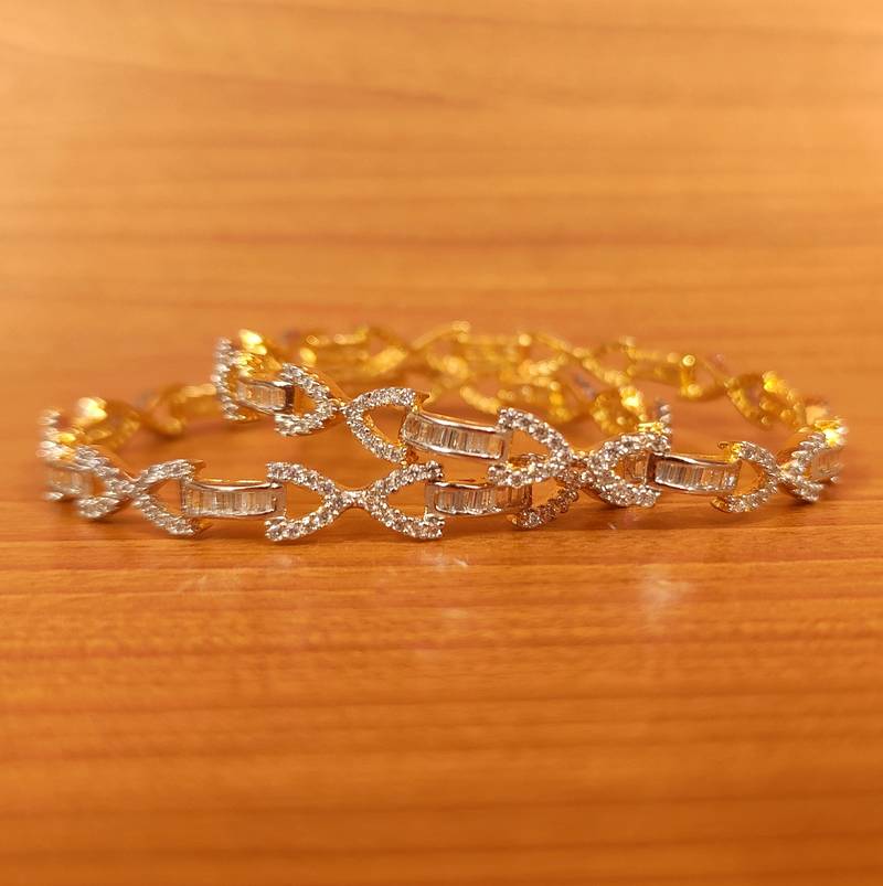 Women's Cz Studded Diamond Look Elegant Bangles - Sanvi Jewels