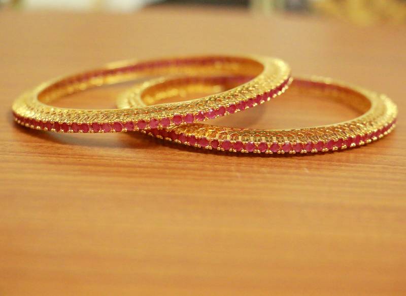 Women's Ruby Colour Cz Studded Gold Plated Pacheli  - Sanvi Jewels