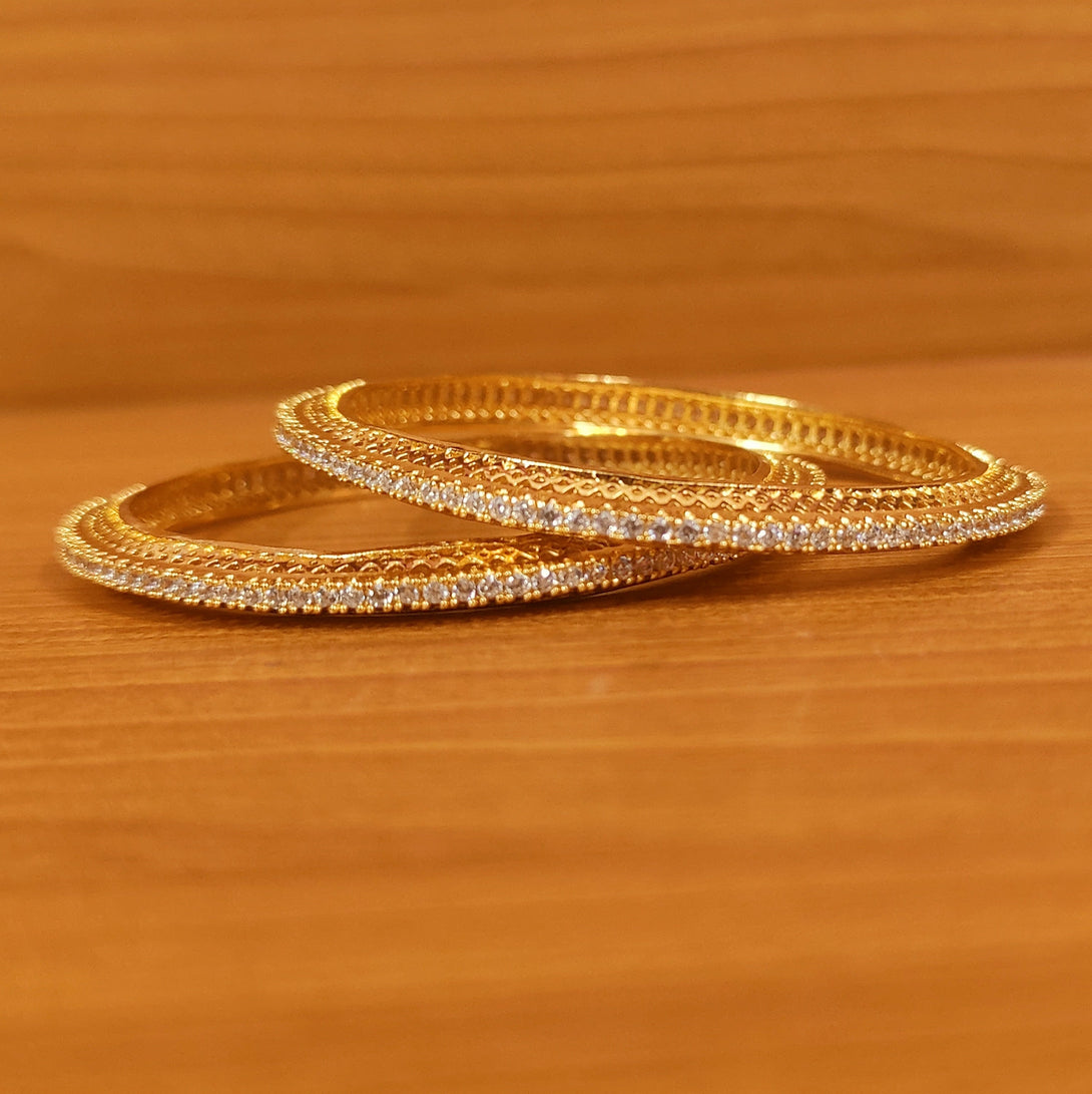 Women's American Diamond Gold Plated Pacheli Bangles - Sanvi Jewels