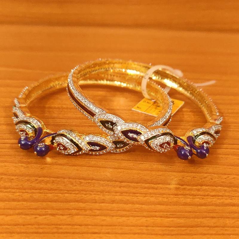 Women's Multicolour Peacock Meenakari Diamond Look Bangles - Sanvi Jewels