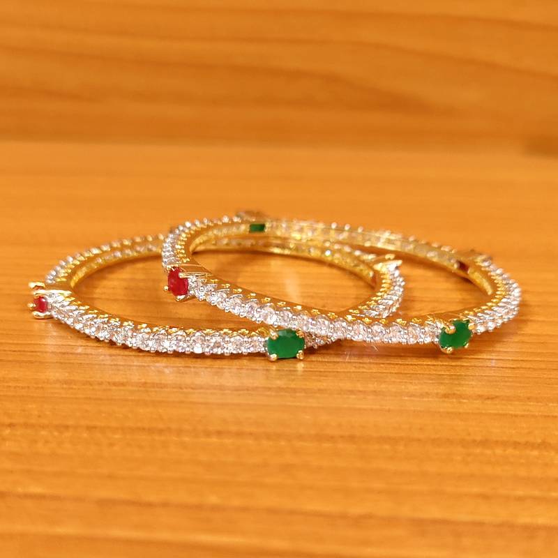 Women's Multicolour Diamond Look Cz Studded Bangles - Sanvi Jewels