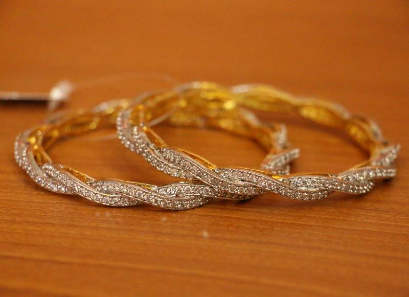 Women's Diamond Look Twisted Design Bangles - Sanvi Jewels