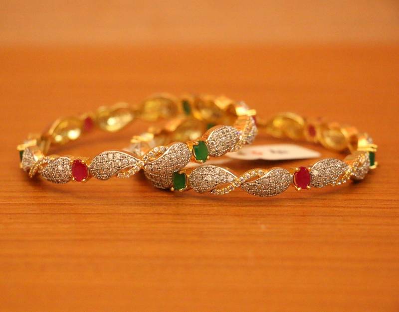 Women's Paisley Diamond Look Multicolour Bangles - Sanvi Jewels