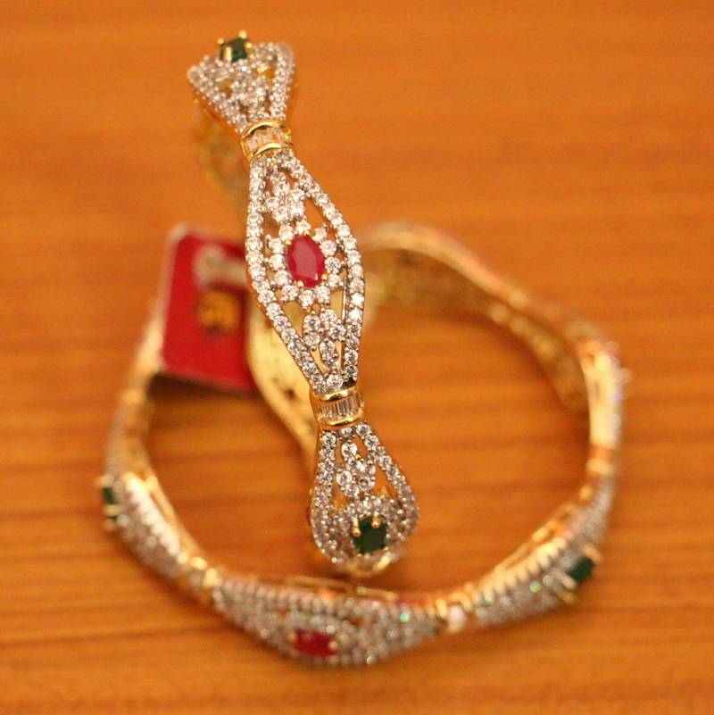 Women's Multicolour Diamond Look Cz Bangles - Sanvi Jewels