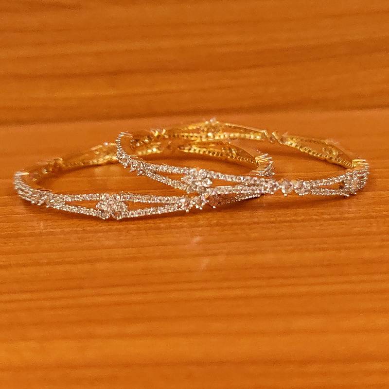 Women's Diamond Look Cz Studded Real Look Bangles - Sanvi Jewels