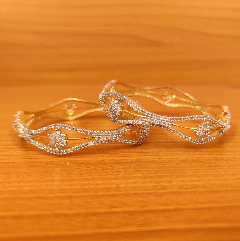 Women's Diamond Look Cz Studded Fine Bangles - Sanvi Jewels