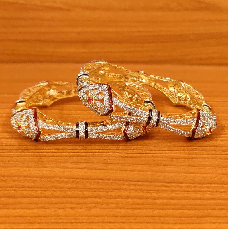 Women's Cz Studded Diamond Look Meenakari Bangles - Sanvi Jewels