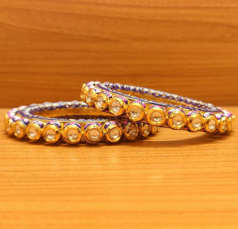 Women's Royal Kundan Meenakari Rajwadi Bangles - Sanvi Jewels