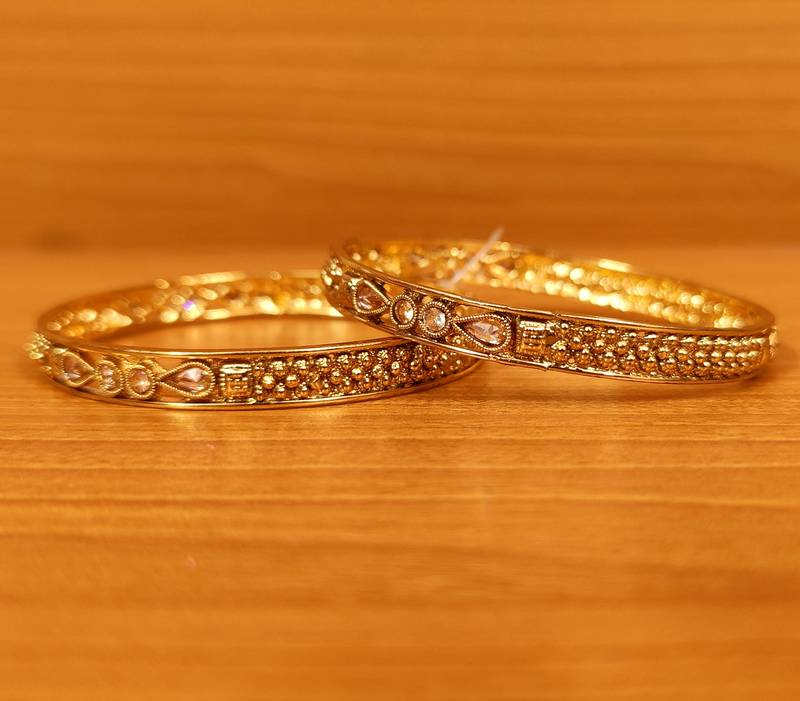 Women's Antique Gold Plated Gold Look Bangles - Sanvi Jewels