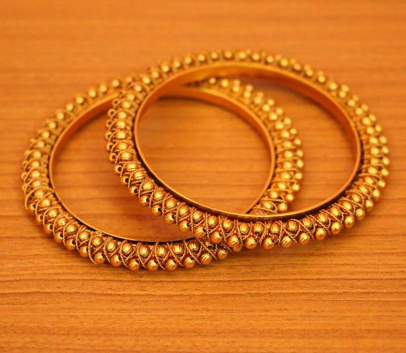 Women's Matt Gold Look Pacheli Style Bangles - Sanvi Jewels