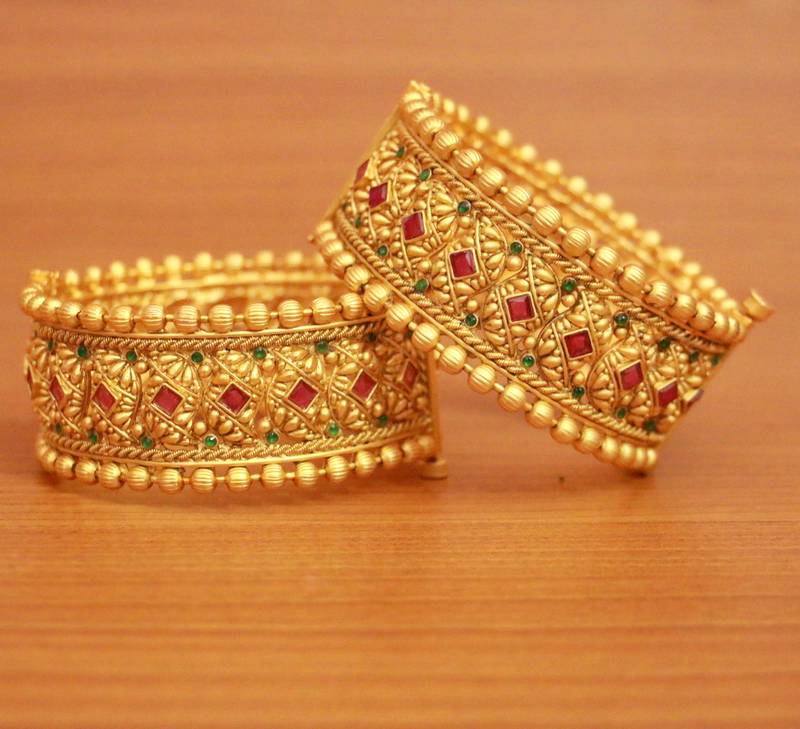 Women's Multicolour Matt Gold Look Openable Bangles - Sanvi Jewels