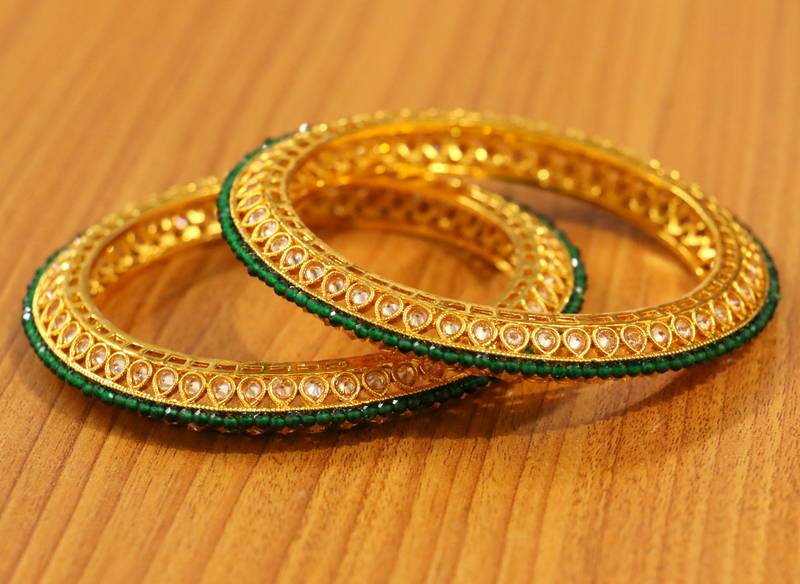 Women's Green Onyx Bangles - Sanvi Jewels