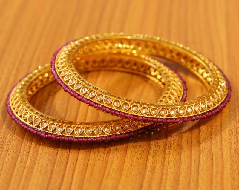 Women's Red Ruby Bangles - Sanvi Jewels