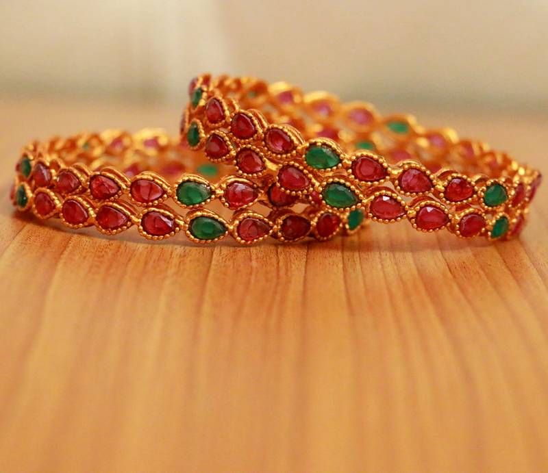 Women's Multicolor Ruby Bangles-And-Bracelets - Sanvi Jewels