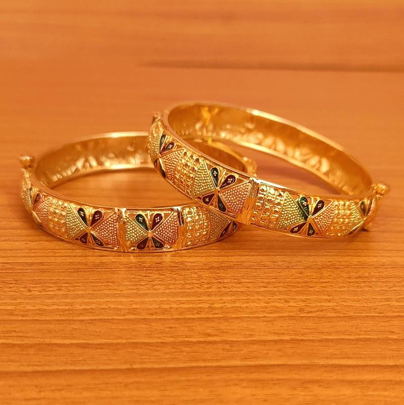 Women's Meenakari Gold Plated Openable Bangles - Sanvi Jewels