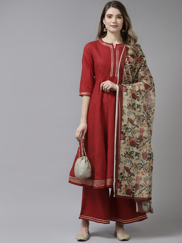 Women's Red Kurta Set - Noz2Toz