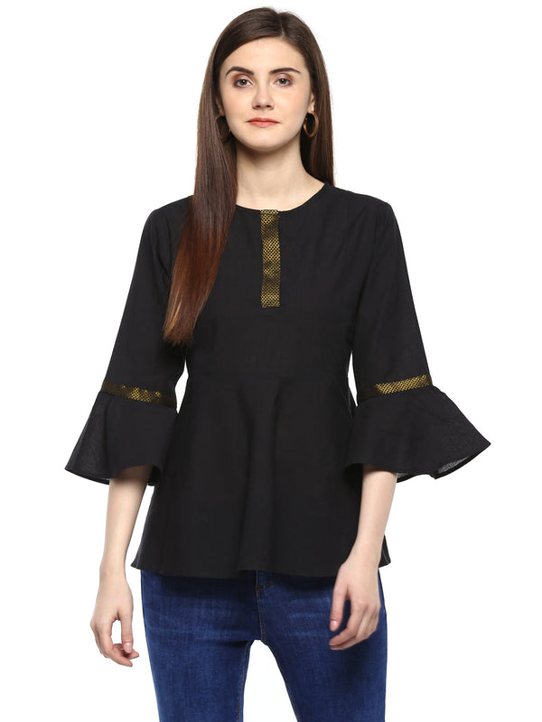 Jashvi Black Solid Top