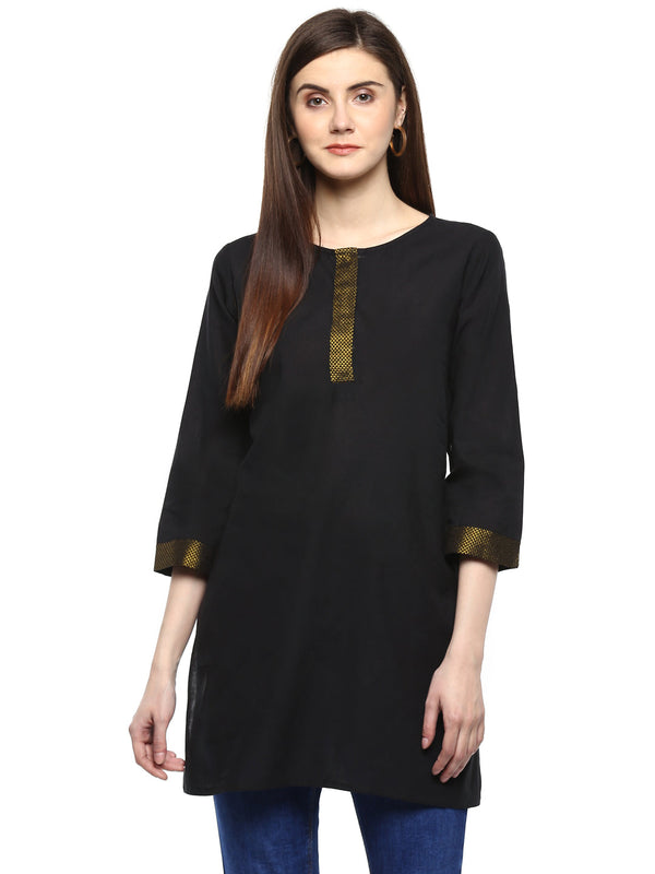 Jashvi Black Solid Mangalgiri Tunic