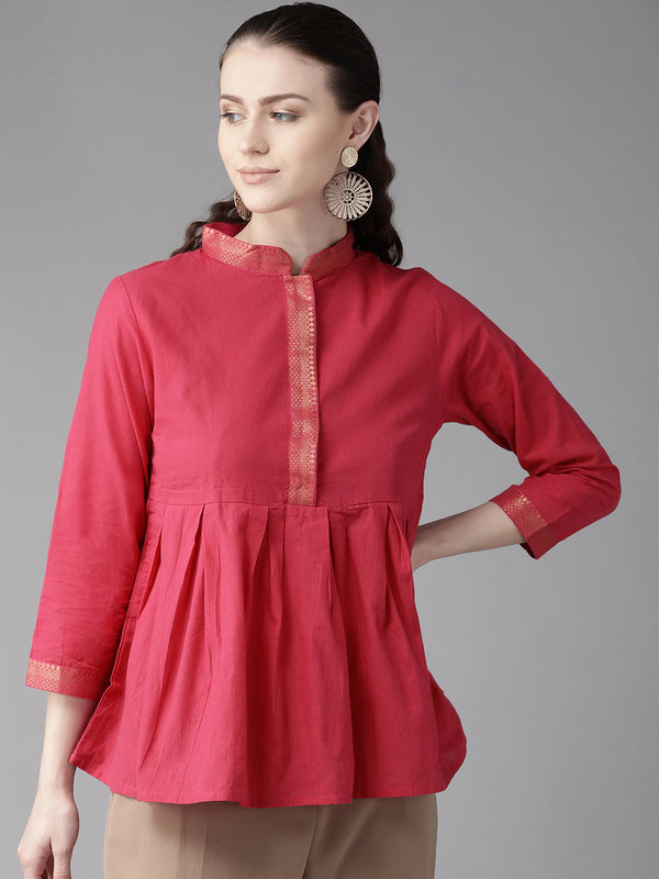 Jashvi Pink Solid A-Line Top