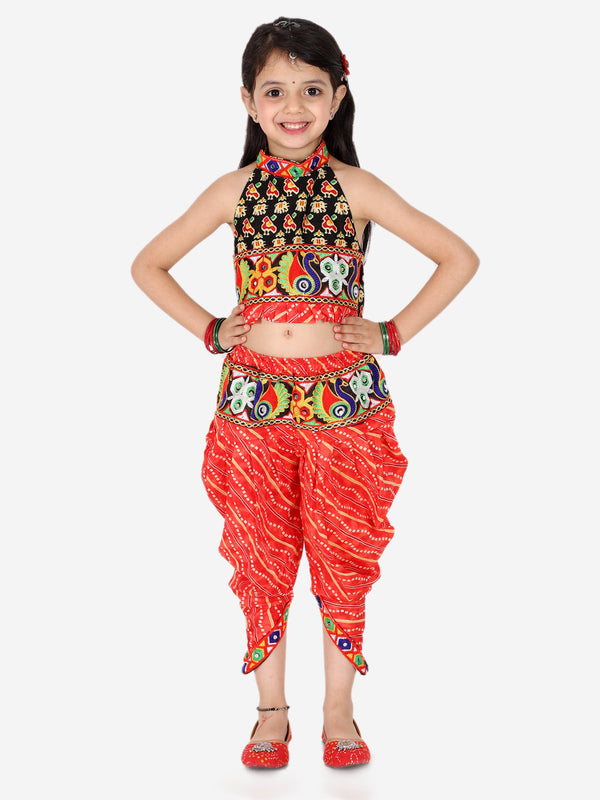 Girl's Cotton Black Dhoti Sets - Bownbee