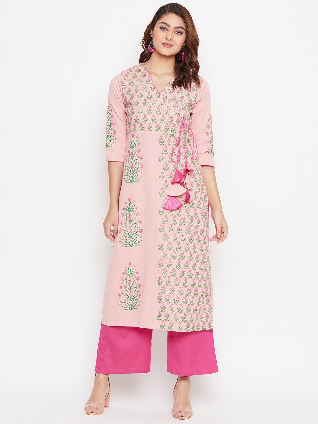 Women's Block Printed Kurta & Pallazo Set  - BitterLime