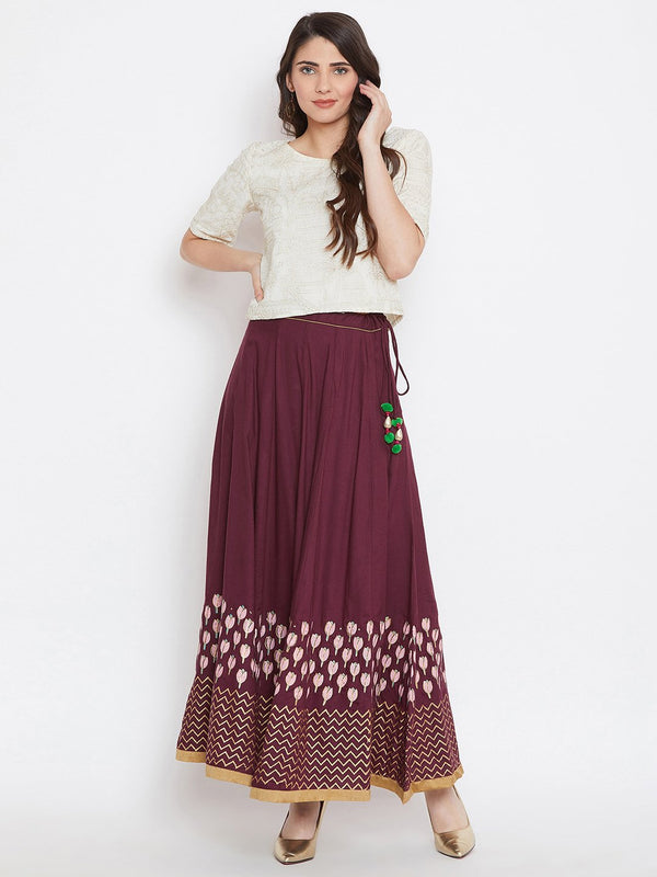 Women's Tulip block printed skirt - BitterLime